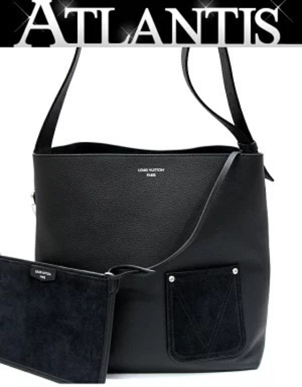 Louis Vuitton Verso Tote Shoulder Bag Cowhide Leather Black